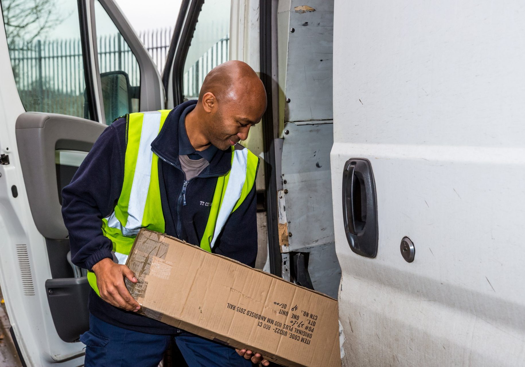 getting a parcel from the van